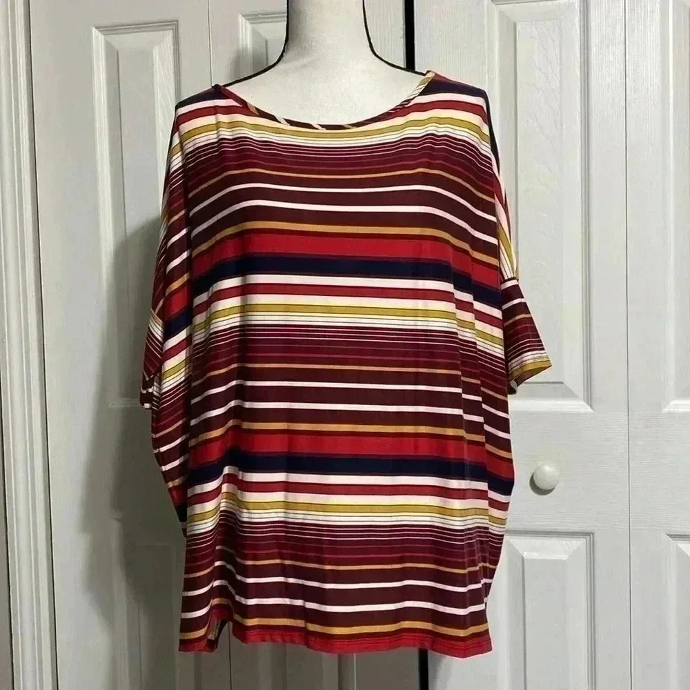 Red Lolly striped shirt sleeve tee shirt top blouse